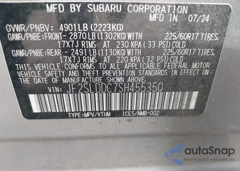 2025 Subaru Forester Premium from USA, damaged, VIN JF2SLDDC7SH455350